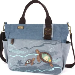 Canvas Print Pocket Tote - Turtles