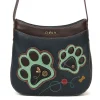 Crescent Crossbody - Teal Pawprint