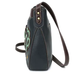 Crescent Crossbody - Teal Pawprint
