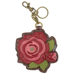 Key Fob/Coin Purse - Rose - red