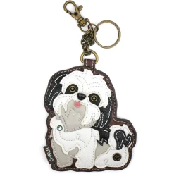 Key Fob/Coin Purse - Shih Tzu - white
