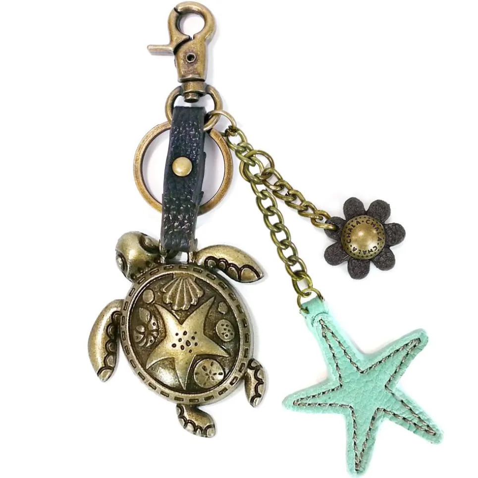 Metal Charming Keychain - Turtle & Starfish