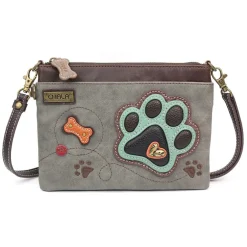Mini Crossbody - Teal Pawprint (Gray)