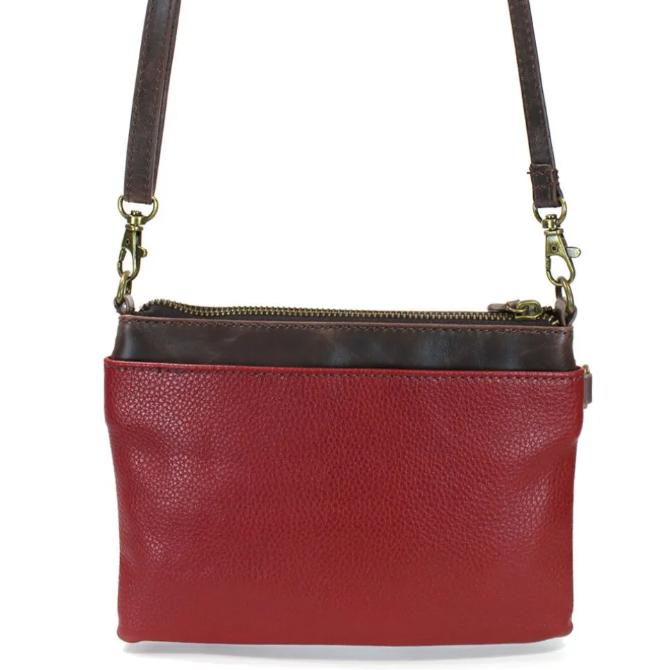Mini Crossbody - Teal Pawprint (Burgundy)