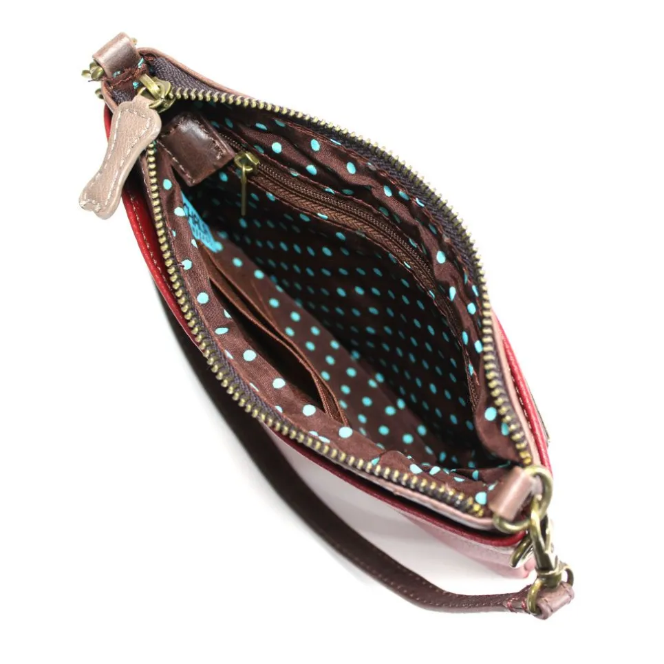 Mini Crossbody - Teal Pawprint (Burgundy)