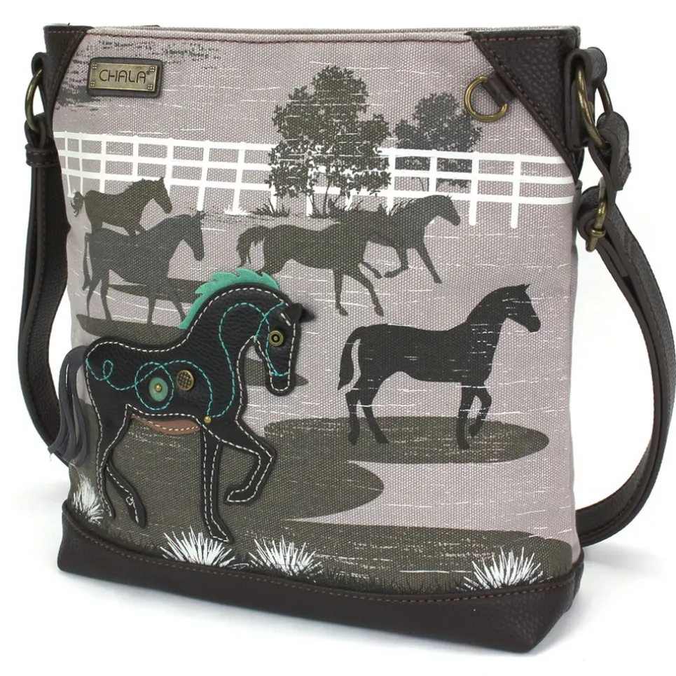 Safari Canvas Crossbody - Horse (Gray)
