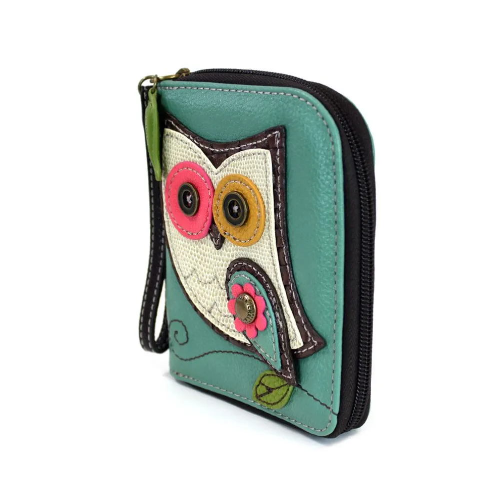 Zip Around Wallet - Owl II (Teal)