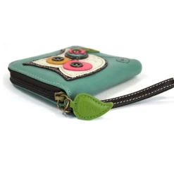 Zip Around Wallet - Owl II (Teal)
