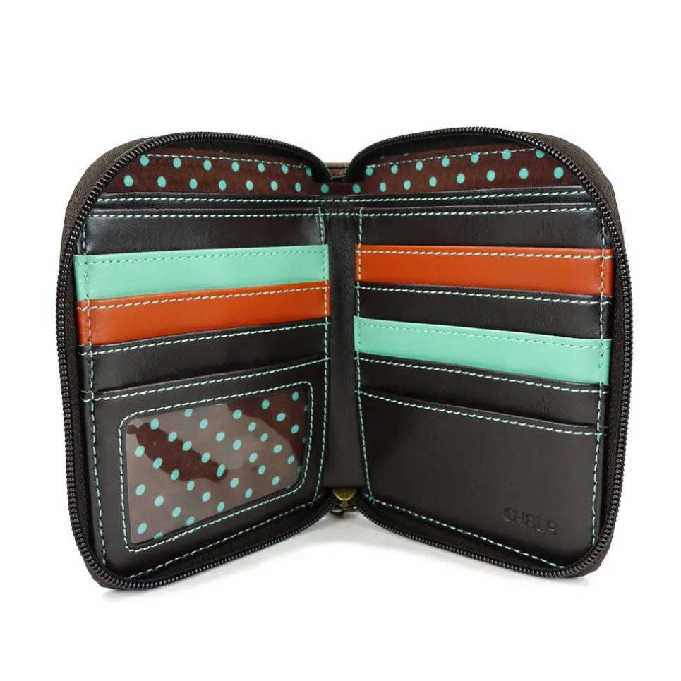 Zip Around Wallet - Owl II (Teal)